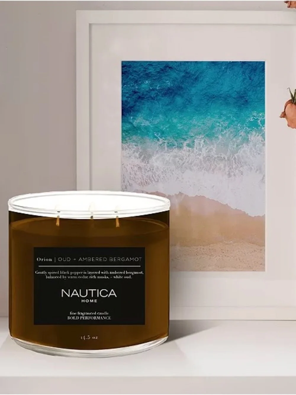 Nautica 3-wick candle Cedar + Black Pepper masculine notes new